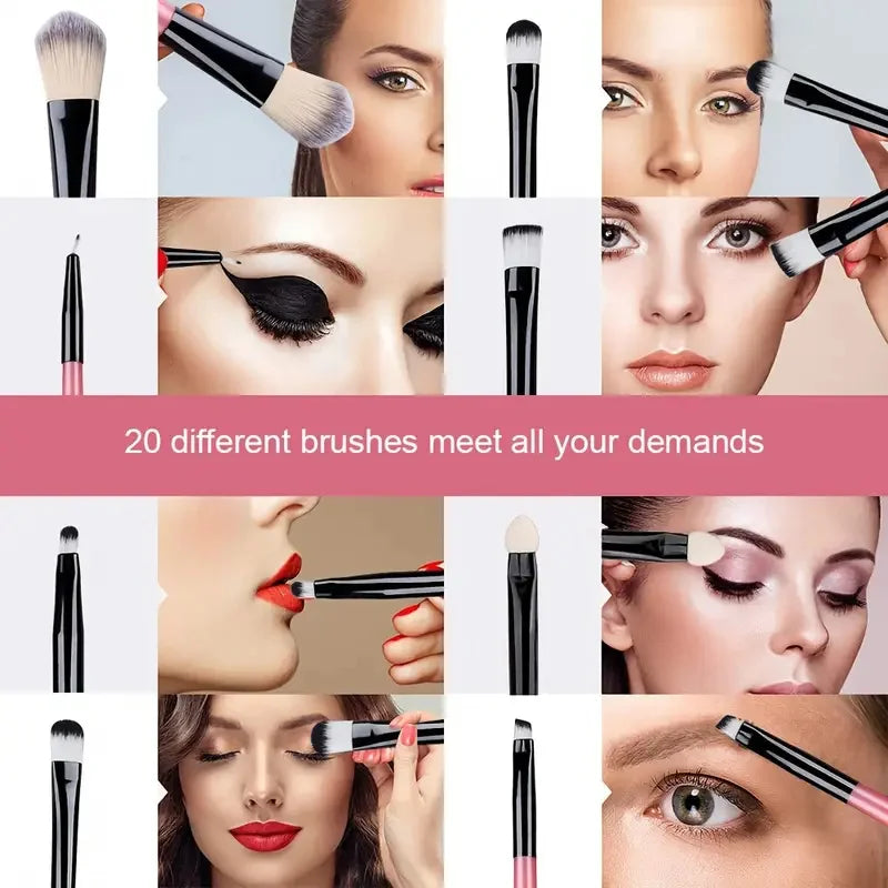 Premium 20PCS Makeup Brush Set – Soft Synthetic Foundation & Blending Brushes