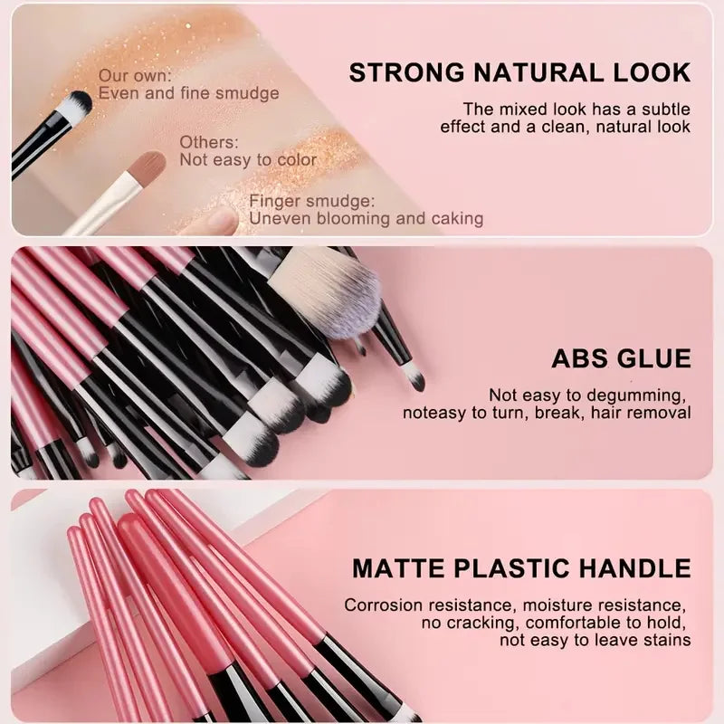 Premium 20PCS Makeup Brush Set – Soft Synthetic Foundation & Blending Brushes