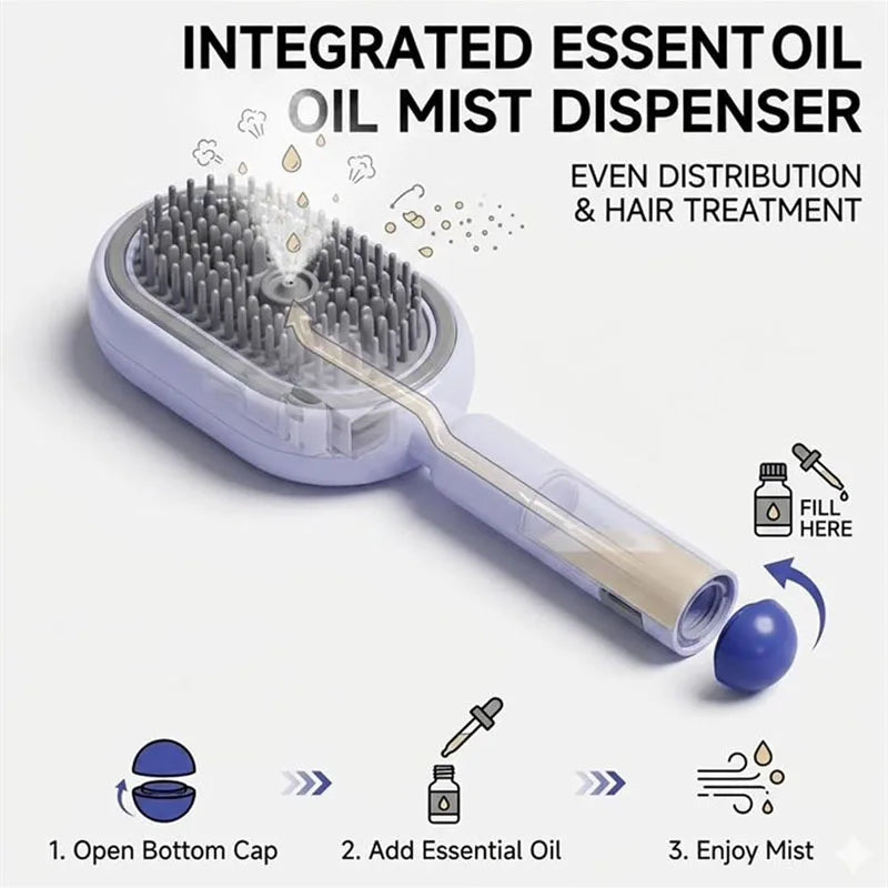 SteamGlow™ 3-in-1 Steam Hair Brush & Scalp Massager